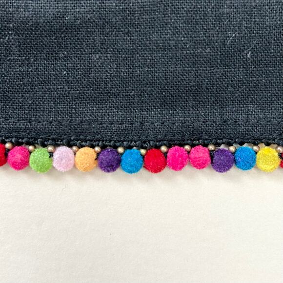 BCBGeneration Black Linen Blend Pompom Trim Sleeveless Top NWT - Picture 7 of 10